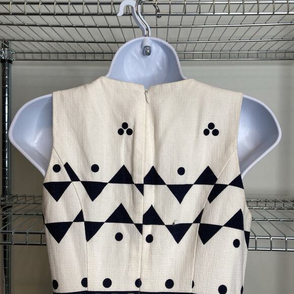 J Crew Women's White Black Bold Textured Geometric‎ Print Dress Size 0 Modern - Picture 10 of 12